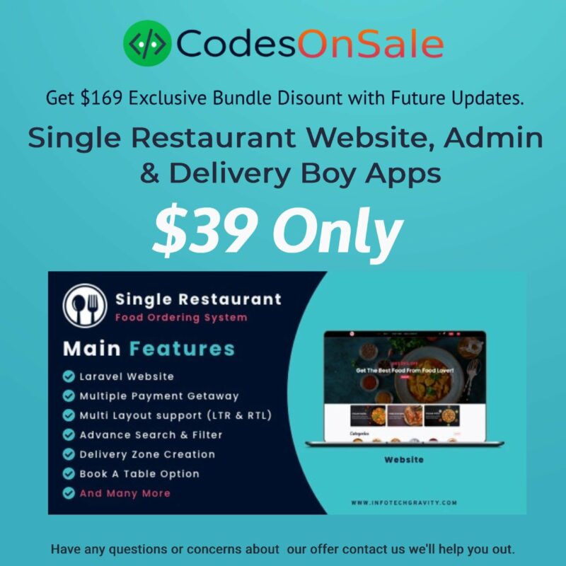 Single restaurant food ordering Website v8.0