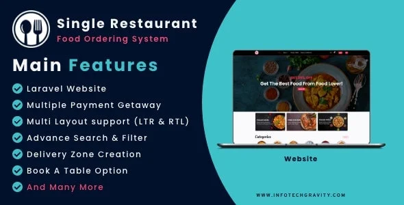 Single restaurant food ordering Website v8.0