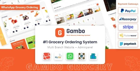 Gambo - Online Grocery Ordering System + Whatsapp Order