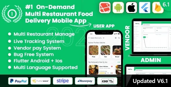 Food delivery - Multiple Restaurants food Delivery Flutter App Mealup