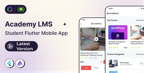 Big Academy Mastery LMS Scripts Mobile Apps + Addons Bundle Offer $79 Only 15 Academy LMS Student Mobile App Flutter iOS Android