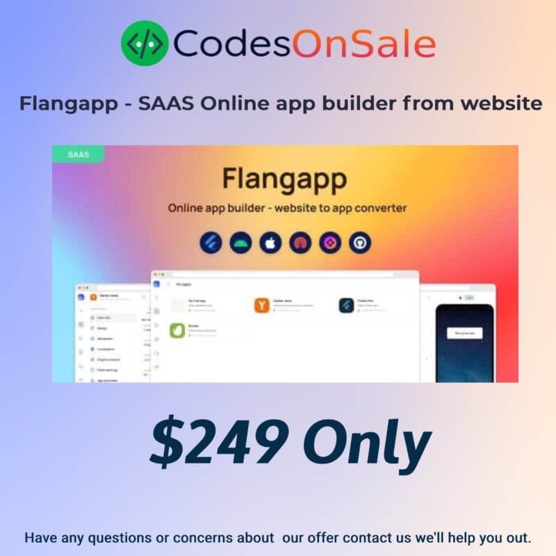 Flangapp - SAAS Online app builder from website - Offer