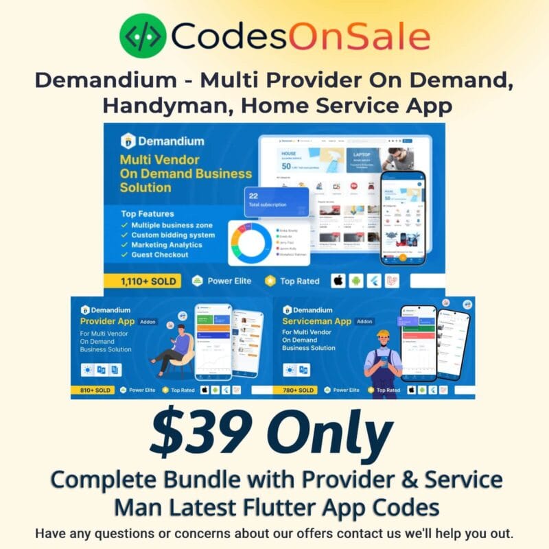 Demandium - Multi Provider On Demand, Handyman, Home Service App