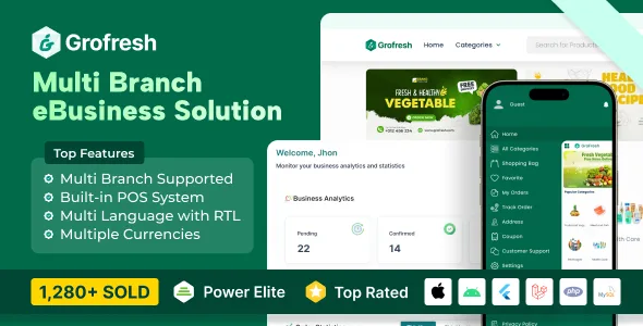 GroFresh Grocery Pharmacy eCommerce Store App and Web