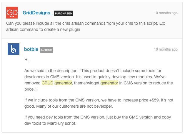 Martfury CRUD development tools