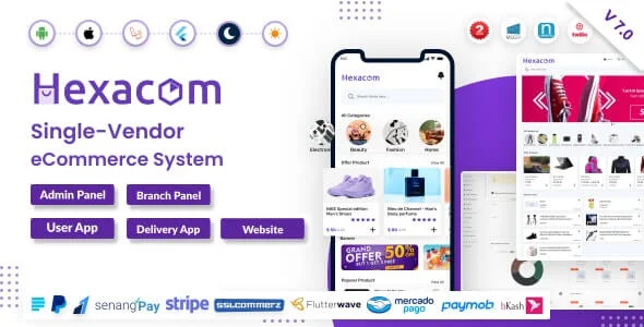 Hexacom eCommerce App with Website, Admin Panel and Delivery boy app