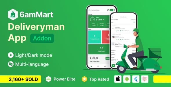 6amMart - Multivendor Food, Grocery, eCommerce, Parcel, Pharmacy Delivery App $49 Exclusive Offer 4 6amMart Delivery Man App