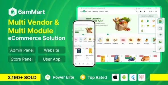 6amMart Multivendor Food Grocery eCommerce Parcel Pharmacy delivery app