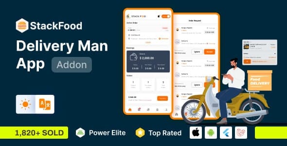 Codes Pro Membership Exclusive $219 Only 58 StackFood Multi Restaurant - Food Ordering Delivery Man App
