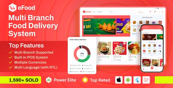 eFood Food Delivery App with Laravel Admin Panel